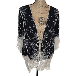 Elegant Black and White Embroidered Women's Top